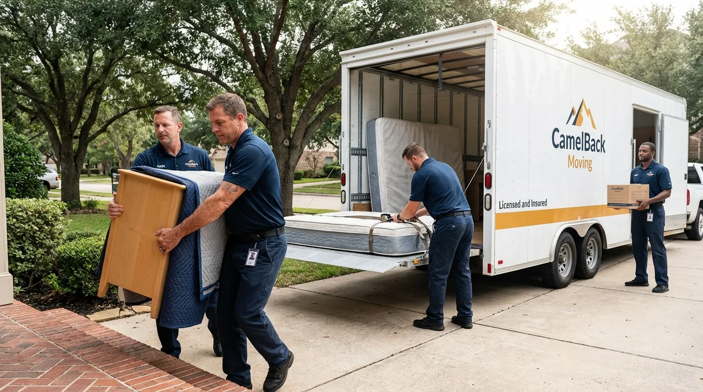 Crew loading residential truck for cross-state move from Phillipsburg, KS