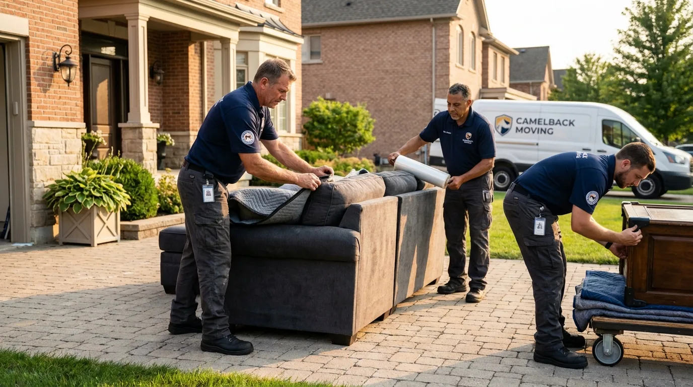 Large estate moving crew wrapping furniture in Phillipsburg, KS